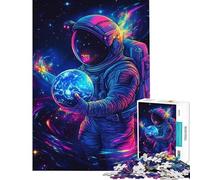 Puzzle da 1000 pezzi per ragazzi astronauta che tiene in mano la Terra Divertimento a casa gioco di assemblaggio impossibile per ragazzi dai 14 anni in su (38x26cm)