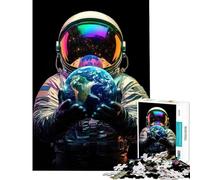 Puzzle da 1000 pezzi per ragazzi astronauta che tiene in mano la Terra Gioco rilassante giocattolo avvincente per coltivare la pazienza Ottimo regalo Sfida impegnativa (dimensioni 38x26cm)