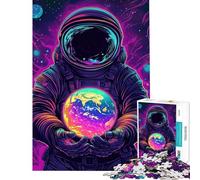 Puzzle da 1000 pezzi per ragazzi astronauta che tiene in mano la Terra Puzzle per adulti giochi rilassanti che migliorano la memoria Ideale come regalo per tutta la famiglia (dimensioni 38x52cm)