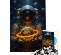 Puzzle da 1000 pezzi per ragazzi Astronauta che tiene la Terra con un anello ideale per compleanni e Natale Un'opera d'arte Gioco impossibile per ragazzi dai 14 anni in su (38x52cm)