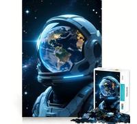 Puzzle da 1000 pezzi per ragazzi: astronauta con riflesso della Terra,decorazione con intagli precisi,gioco cognitivo,giocattolo per il tempo libero,regalo di Natale rilassante (38x26cm)
