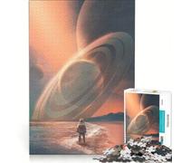 Puzzle da 1000 pezzi per ragazzi: Astronauta e pianeta con anelli, gioco educativo, corsa a tempo, collezione d'artista, belle arti 38x52cm