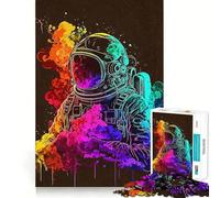 Puzzle da 1000 pezzi per ragazzi,astronauta,fumo al neon,bordo pulito,gioco di logica,gioco lento,divertente attività per compleanno (38x26cm)