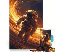 Puzzle da 1000 pezzi per ragazzi: Astronauta in un buco nero infuocato,taglio liscio,gioco di logica,gioco rilassante,regalo di compleanno per hobby (50x75cm)