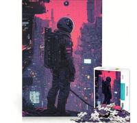 Puzzle da 1000 pezzi per ragazzi: Astronauta in una città futuristica, gioco pratico, per divertimento in famiglia, adatto come decorazione da scrivania 38x26cm