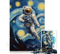 Puzzle da 1000 pezzi per ragazzi: Astronauta in una notte stellata,disegno dai bordi puliti,gioco di logica,gioco lento,divertente attività per il compleanno (50x75cm)