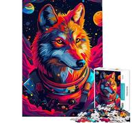Puzzle da 1000 pezzi per ragazzi astronauta lupo spazio gioco divertente decorazione per la casa attività divertenti da fare in casa (dimensioni 50x75cm)