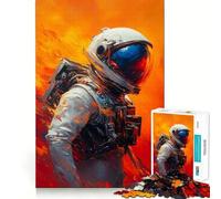 Puzzle da 1000 pezzi per ragazzi: Astronauta nello spazio astratto infuocato Giunzioni lisce,divertimento,allenamento mentale,gioco casual,decorazione natalizia (38x26cm)