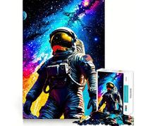 Puzzle da 1000 pezzi per ragazzi: Astronauta nello spazio con nebulosa colorata,disegno pulito,gioco creativo,giocattolo rilassante,regalo di Natale (38x26cm)