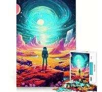 Puzzle da 1000 pezzi per ragazzi: Astronauta perso su un pianeta alieno,gioco di logica senza cuciture,regalo per il tempo libero,Natale e hobby artistico (50x75cm)