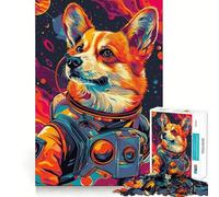 Puzzle da 1000 pezzi per ragazzi,astronauta,spazio,Corgi,disegno pulito,gioco creativo,giocattolo rilassante,regalo di Natale (38x26cm)