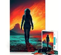 Puzzle da 1000 pezzi per ragazzi: astronauta su un pianeta alieno,paesaggio,disegno pulito,gioco creativo,giocattolo rilassante,regalo di Natale (50x75cm)