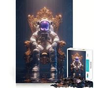 Puzzle da 1000 pezzi per ragazzi: Astronauta sul trono d'oro,decorazione con intagli precisi,gioco cognitivo,giocattolo per il tempo libero,regalo di Natale rilassante (50x75cm)