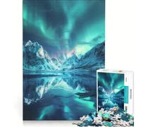 Puzzle da 1000 pezzi per ragazzi aurora boreale e montagne decorazione da parete divertente e spiritosa regalo di compleanno e originale 38x52cm