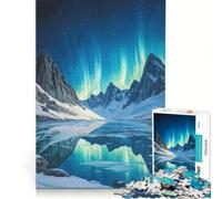 Puzzle da 1000 pezzi per ragazzi aurora boreale montagna lago giocattolo decorativo da parete divertente e spiritoso regalo di compleanno e originale 50x75cm