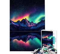Puzzle da 1000 pezzi per ragazzi Aurora Boreale Montagne Puzzle per ragazzi Corsa di velocità manuale Difficile e sfida Gioco impegnativo 38x52cm