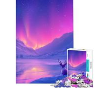 Puzzle da 1000 pezzi per ragazzi aurora boreale renna gioco intellettuale gioco impossibile analisi e logica regalo per compleanni (dimensioni 38x52cm)