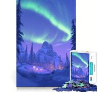 Puzzle da 1000 pezzi per ragazzi,Aurora Boreale,Scena Invernale,Taglio Pulito,Gioco Creativo,Giocattolo,Gioco Rilassante,Regalo di Natale,Arte (38x52cm)