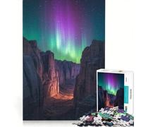 Puzzle da 1000 pezzi per ragazzi, Aurora boreale su paesaggio canyon, Giocattolo decorativo da parete, Difficile e stimolante, Ottimo regalo per i giocatori 50x75cm