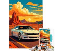 Puzzle da 1000 pezzi per ragazzi auto bianca sulla strada per Las Vegas sfida educativa decorazione da parete gioco rilassante per ragazzi dai 14 anni in su (50x75cm)