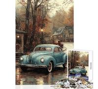 Puzzle da 1000 pezzi per ragazzi: Auto d'epoca in una città autunnale gioco rompicapo per tutta la famiglia decorazione da parete interazione genitore-figlio (38x52cm)