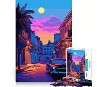 Puzzle da 1000 pezzi per ragazzi, auto d'epoca in una strada dell'Avana, decorazione per incastri precisi, gioco per esercizi mentali, gioco per il tempo libero, regalo di Natale divertente (38x52cm)