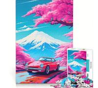 Puzzle da 1000 pezzi per ragazzi auto rosse tra i ciliegi in fiore gioco impossibile interazione genitore-figlio regalo di Natale o compleanno 38x26cm