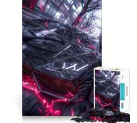 Puzzle da 1000 pezzi per ragazzi auto sportiva nera con fulmine rosso,disegno ritagliato con precisione,gioco stimolante per la mente,gioco rilassante,attività artistica per il tempo libero natalizio