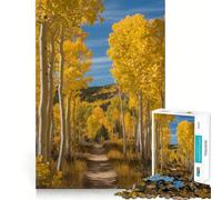 Puzzle da 1000 pezzi per ragazzi,autunnali,con alberi di pioppo tremulo lungo un sentiero,incastro perfetto,gioco artistico per la mente,regalo per il tempo libero,Natale,arte ricreativa (38x52cm)