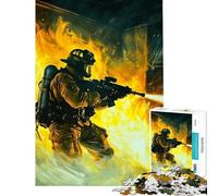 Puzzle da 1000 pezzi per ragazzi azione pompieri puzzle per adulti gioco rilassante decorazione murale sfida educativa (dimensioni 38x26cm)