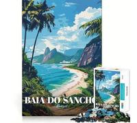 Puzzle da 1000 pezzi per ragazzi,Baia do Sancho,Brasile,poster di viaggio,taglio liscio,gioco di logica,gioco rilassante,regalo di compleanno,hobby (38x52cm)