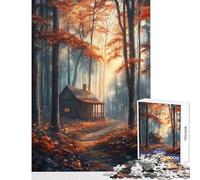 Puzzle da 1000 pezzi per ragazzi baita in una foresta autunnale giochi rilassanti per tutta la famiglia giocattoli decorativi per la casa per rafforzare l'amore tra le coppie (50x75cm)
