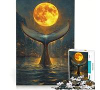 Puzzle da 1000 pezzi per ragazzi Balena che si alza al chiaro di luna giocattolo fai-da-te migliora la memoria con pezzi a incastro di forma casuale 50x75cm