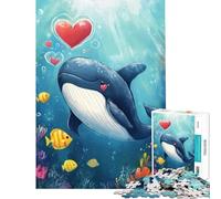 Puzzle da 1000 pezzi per ragazzi balena innamorata giocattolo educativo rilassante per divertimento in famiglia regalo di Babbo Natale segreto (dimensioni 38x52cm)