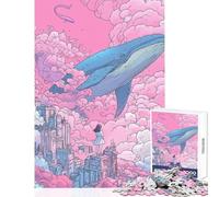 Puzzle da 1000 pezzi per ragazzi Balena nel cielo con ragazza gioco rompicapo migliora la memoria giocattolo fai da te riduce lo stress regalo (38x26cm)