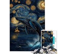 Puzzle da 1000 pezzi per ragazzi Balena sotto una notte stellata gioco divertente decorazione per la casa attività divertenti da fare in casa (dimensioni 38x26cm)