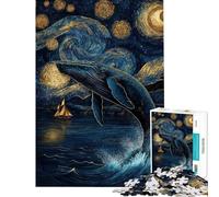 Puzzle da 1000 pezzi per ragazzi balena sotto una notte stellata puzzle per adulti giochi per famiglie modelli da assemblare regali di compleanno e unici (dimensioni 38x52cm)