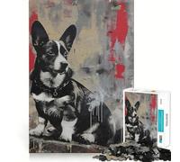 Puzzle da 1000 pezzi per ragazzi Banksy Corgi Graffiti Art Sharp Cut Craft Logic Puzzle Gioco per il tempo libero Regalo di Natale rilassante (38x52cm)