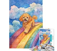 Puzzle da 1000 pezzi per ragazzi Barboncino sul Ponte dell'Arcobaleno Sfida impegnativa da completare Giocattolo fai-da-te per ragazzi dai 14 anni in su 38x52cm