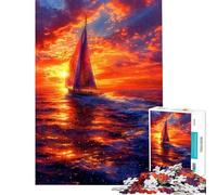 Puzzle da 1000 pezzi per ragazzi barca a vela al tramonto sull'oceano Puzzle per adulti gioco pratico decorazione per la casa interazione genitore-figlio (dimensioni 38x52cm)