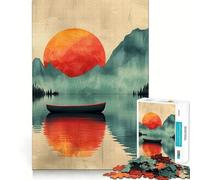 Puzzle da 1000 pezzi per ragazzi barca che galleggia su un lago,gioco di incastri lisci,divertente,gioco di logica,regalo rilassante,arte per il tempo libero natalizia 50x75cm