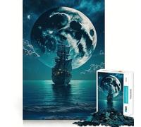 Puzzle da 1000 pezzi per ragazzi,barca,luna,notte,con incastri lisci,divertente,gioco di logica,regalo rilassante,arte per il tempo libero natalizio 38x52cm