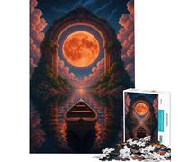 Puzzle da 1000 pezzi per ragazzi barca sotto un arco illuminato dalla luna Difficile e stimolante per il divertimento in famiglia Gioco divertente per ragazzi dai 14 anni in su 38x26cm