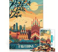 Puzzle da 1000 pezzi per ragazzi,Barcellona,paesaggio onirico,con incastri lisci,divertente e stimolante,ideale per il tempo libero e le festività (50x75cm)
