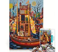 Puzzle da 1000 pezzi per ragazzi: barche sull'oceano, gioco educativo, regalo di compleanno, collezione d'artista, opera d'arte 38x26cm