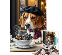 Puzzle da 1000 pezzi per ragazzi Beagle a Parigi con cozze sfida educativa ideale per le vacanze in casa per passare il tempo decorazione domestica giocattolo per ragazzi dai 14 anni in su (38x52cm)
