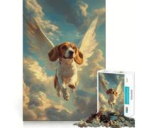 Puzzle da 1000 pezzi per ragazzi,Beagle con ali d'angelo,gioco di incastro preciso,gioco di abilità mentale,divertimento rilassante,ideale per compleanni (50x75cm)