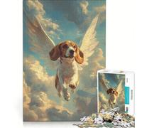 Puzzle da 1000 pezzi per ragazzi: Beagle con ali d'angelo, gioco per famiglie, attività divertenti da fare in casa, per rafforzare l'amore tra le coppie 38x26cm