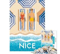Puzzle da 1000 pezzi per ragazzi bella Riviera francese Promenade des Anglais stampa artistica da viaggio gioco intellettuale rilassante adatto alle coppie regalo divertente (dimensioni 38x26cm)