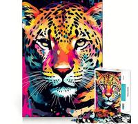 Puzzle da 1000 pezzi per ragazzi,bellissimo giaguaro in stile pop art,taglio netto,puzzle logico,gioco per il tempo libero,regalo di Natale rilassante (50x75cm)